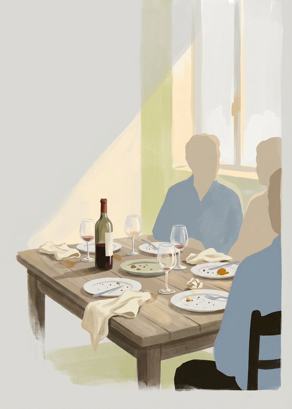 Carte du quiz tarot « Les collègues qui passent » — Dîner chez nous avec les collègues un jeudi soir, ils…
