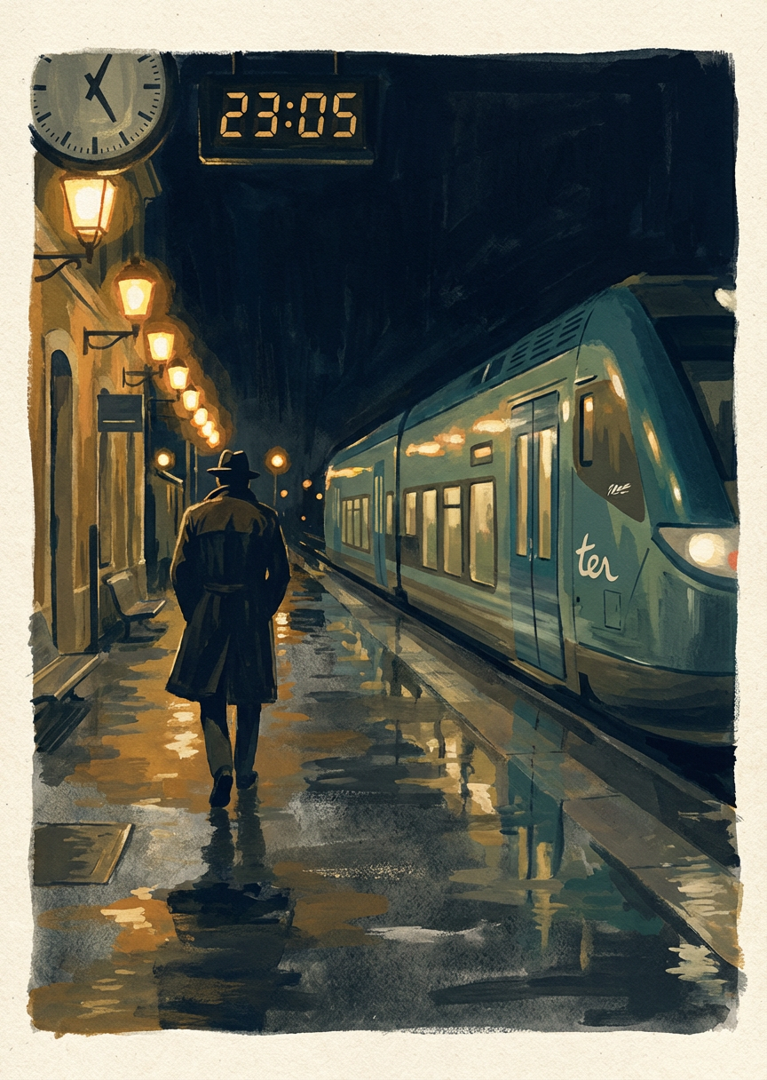 Carte du quiz tarot « Le dernier train de la soirée » — Dîner avec des amis à Vieux-Lyon, dernier train…